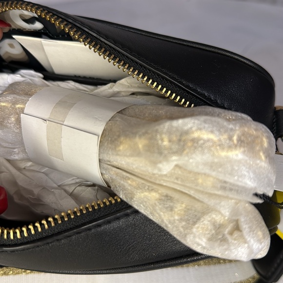 $395 MARC JACOBS Black Flash Leather Crossbody Bag w extra Gold Chain Strap - Picture 13 of 15